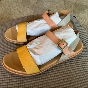 Kork-Ease Yellow and Tan Sandals with Buckle